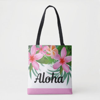 Tropisk Rosa Plumeria Aloha II Tote Bag Tygkasse