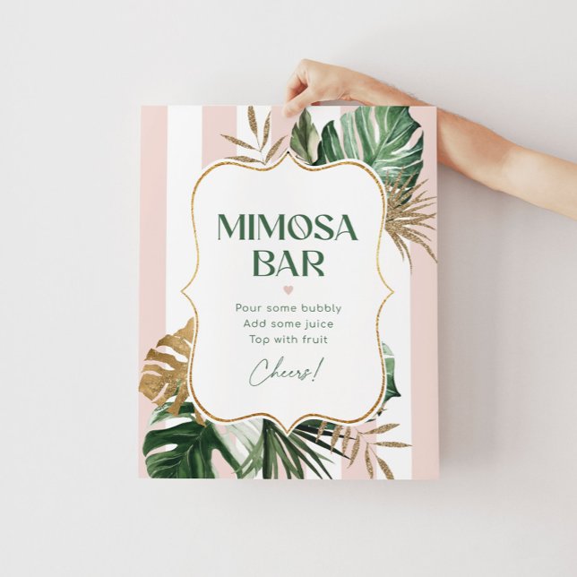 Tropisk rosa rand chic möhippa mimosa pub poster (Skapare uppladdad)