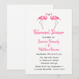 Tropisk Rosa Rehearsal Middag Flamingo Bröllop Inbjudningar