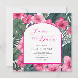 Tropisk Rosa Semesterblomma Spara Datumet