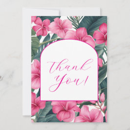 Tropisk Rosa Semesterblomma Tack Kort