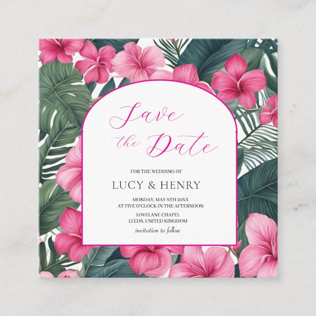 Tropisk Rosa Semesterblomma Tilläggskort (Framsida)