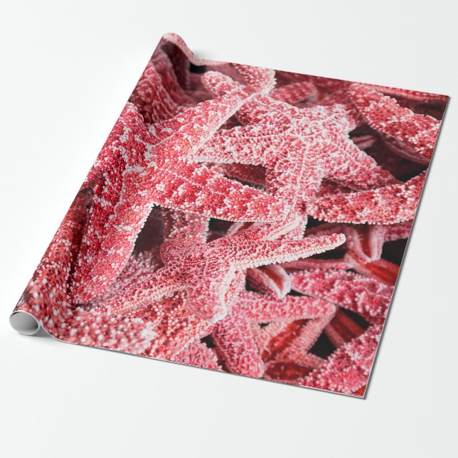 Tropisk rosa sjöstjärna presentpapper (Utrullad)