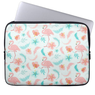 Tropisk Rosa Teal Flamingo Pattern Laptop Fodral