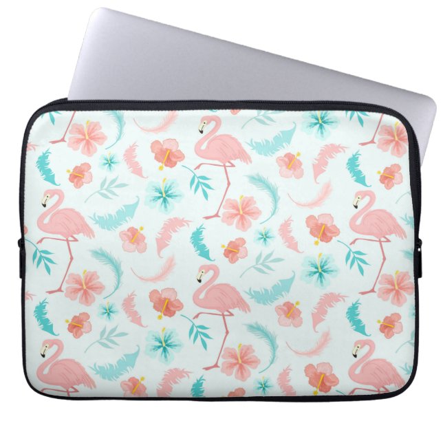 Tropisk Rosa Teal Flamingo Pattern Laptop Fodral (Framsidan)