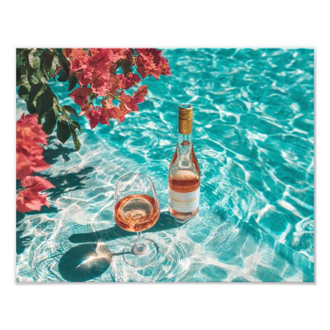 Tropisk Rosé Poolside Sommarstämning Scen Fototryck (Framsidan)