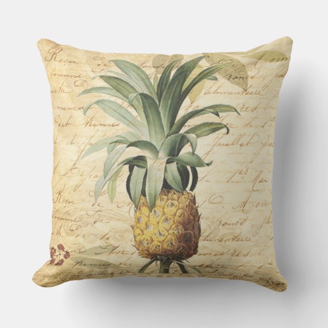 Tropisk Rustik Ananas Konst Kudde (Framsida)