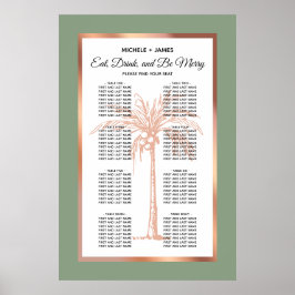 Tropisk Salvia Rose Guld Palm Bröllopsställningsdi Poster