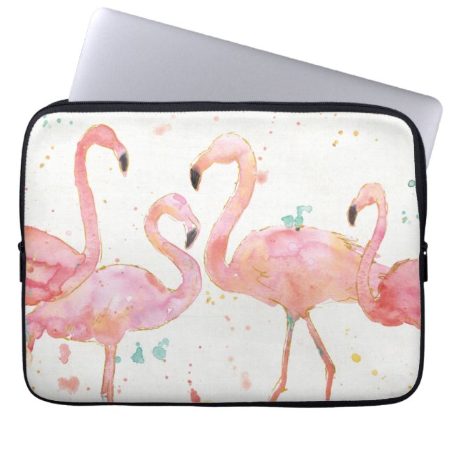 Tropisk | sammankomst av Flamingos Laptop Sleeve (Framsidan)