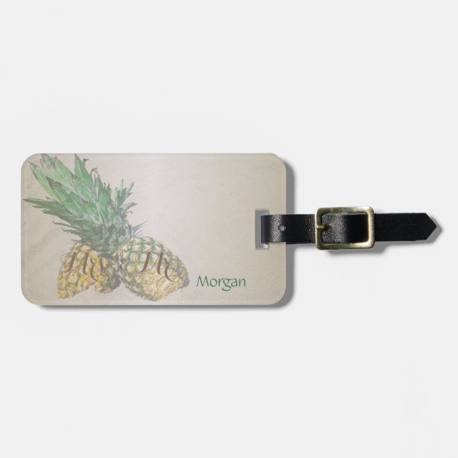 Tropisk,Sand,Ananas-Personlig Bagagebricka (Horisontell Framsida)