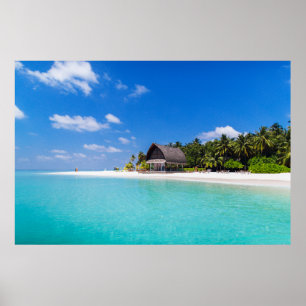 Tropisk sandig strand för hus poster