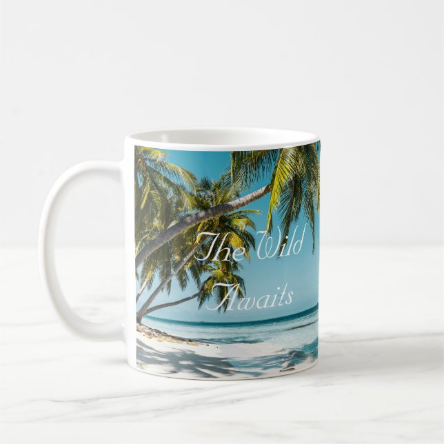 Tropisk sandstrand ocean personlig äventyr  kaffemugg (Vänster)
