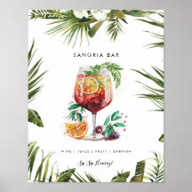 Tropisk sangria cocktail pub-menyskylt