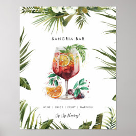 Tropisk sangria cocktail pub-menyskylt poster