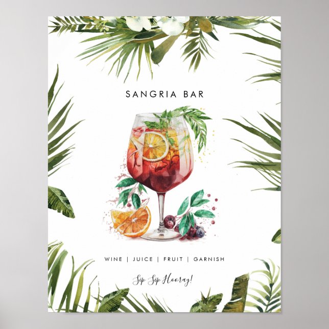 Tropisk sangria cocktail pub-menyskylt poster (Framsidan)