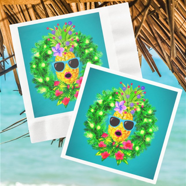 Tropisk Sassy Sjungande Dam Ananas  Pappersservett (Fun singing pineapple ladies decorate these napkins!)