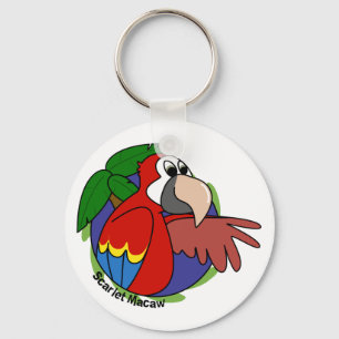 Tropisk scharlakansröd Macaw Keychain Nyckelring