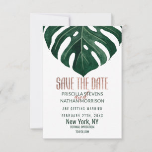 Tropisk schweizisk ost Löv Ro Guld Bröllop Spara Datumet