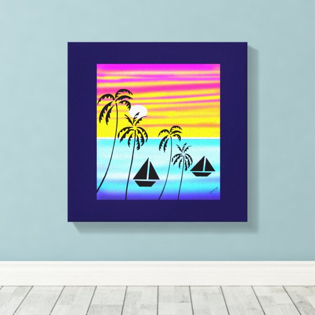 Tropisk segling fantastisk och Cute Canvastryck (Insitu (trägolv))