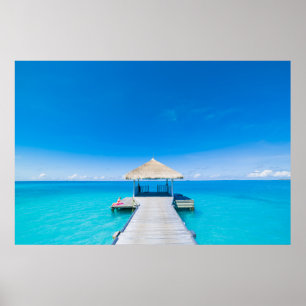 Tropisk semesterort för paradisstrand , poster