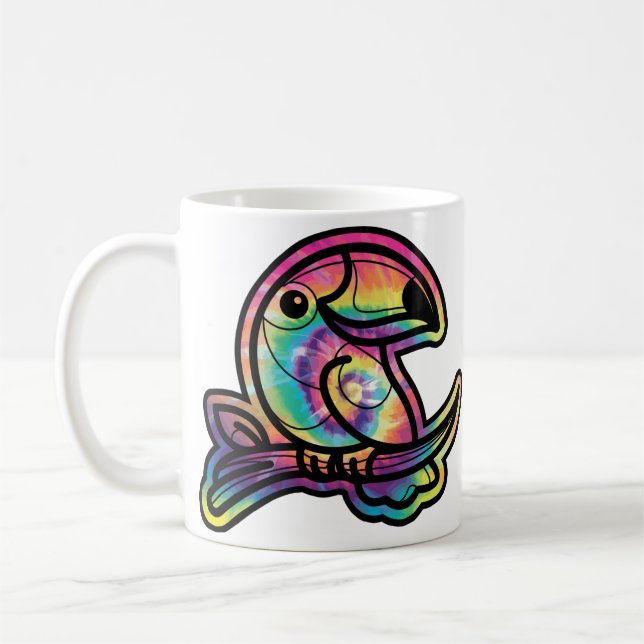 Tropisk senor: Toucan Bird in Tie Dye Färg Kaffemugg (Vänster)