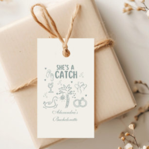 Tropisk Shes a Catch-firande Presentetikett