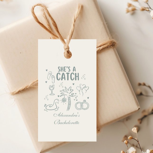Tropisk Shes a Catch-firande Presentetikett (Skapare uppladdad)