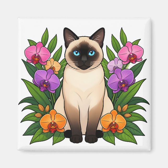 tropisk siamesisk kattmagnet magnet (Framsidan)
