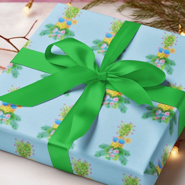 Tropisk Sjungande Ananasdam Julfirande  Presentpapper (Lady pineapple ready for the holidays!)