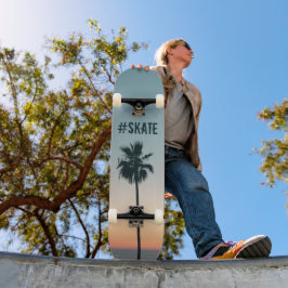 Tropisk skalning och Orange Handflatan Träd Sunset Mini Skateboard Bräda 18,5 Cm