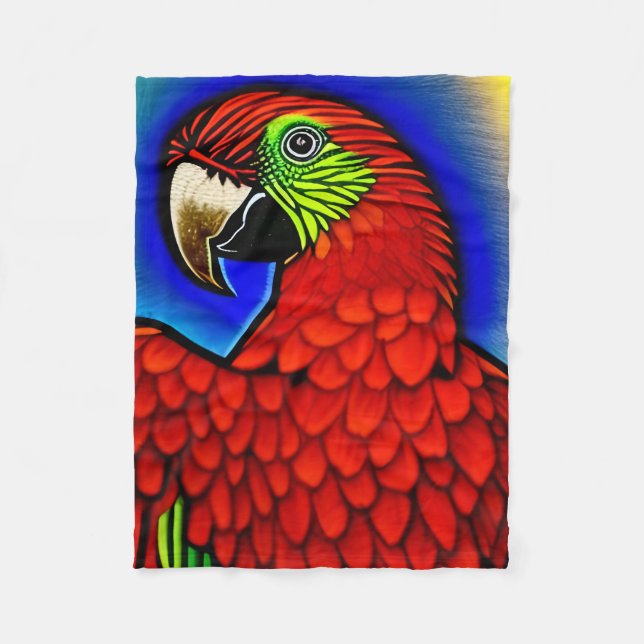 Tropisk skatt: Abstrakt Vibrant Parrot Artwork Fleecefilt (Framsidan)