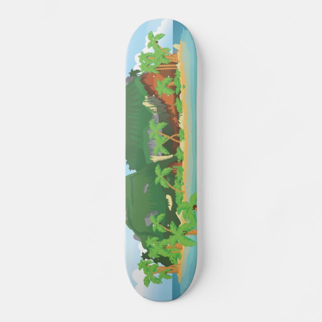 Tropisk Skattö Skateboard Bräda 20 Cm (Framsida)