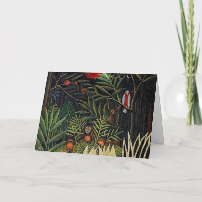 Tropisk skog med apor av Henri Rousseau Kort (Framsida)