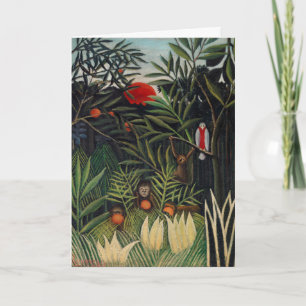 Tropisk skog med apor av Henri Rousseau Kort
