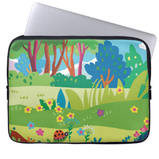 Tropisk skog med blommor och nyckelpigor  laptop fodral