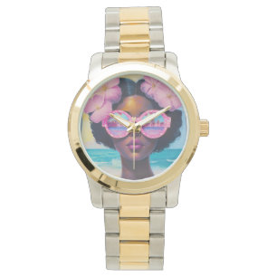 Tropisk skönhet i Rosa Shades Armbandsur