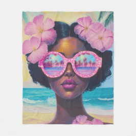 Tropisk skönhet i Rosa Shades Fleecefilt