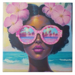 Tropisk skönhet i Rosa Shades Kakelplatta