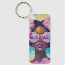 Tropisk skönhet i Rosa Shades Nyckelring