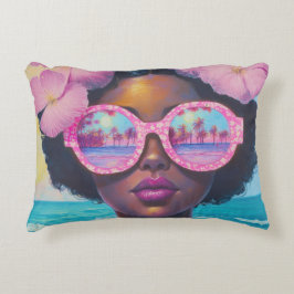 Tropisk skönhet i Rosa Shades Prydnadskudde