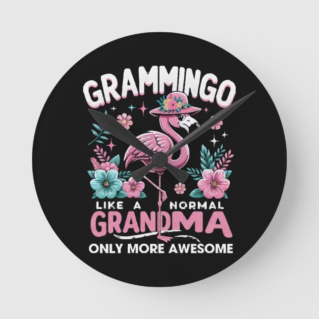 Tropisk skymningsflamingo rund klocka (Framsida)