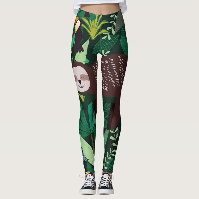 Tropisk slot: Tecknad Seamless Mönster Leggings (Framsida)