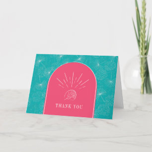 Tropisk Snäcka Arch Rosa Blue Beach Wedding Tack Kort