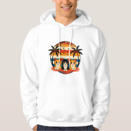 Tropisk solnedgång kattdesign hoodie