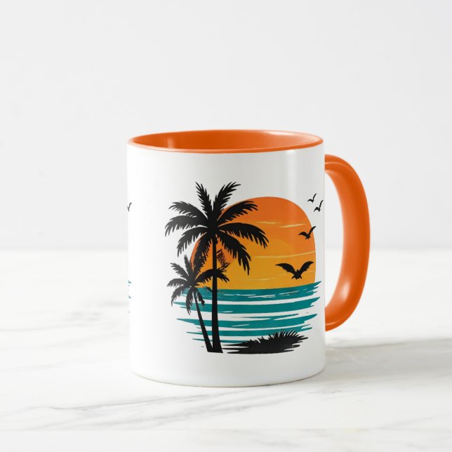 Tropisk solnedgång med palmer design mugg (Framsida höger)