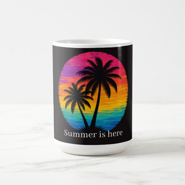 Tropisk solnedgång Palmträd Retrodesign Kaffemugg (Center)
