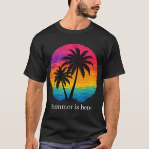 Tropisk solnedgång Palmträd Retrodesign T Shirt