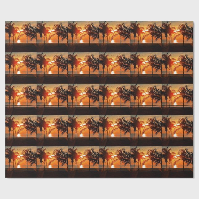 Tropisk solnedgång presentpapper (Platt)