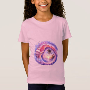 tropisk solnedgång, snäckkonst, pärlskal, strand t shirt