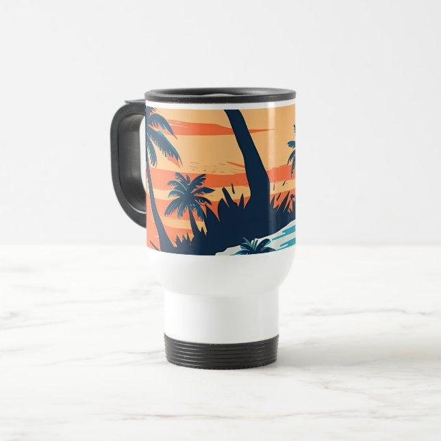 Tropisk Solnedgång Strand Kaffe Mugg – Avslappnand (Framsida vänster)